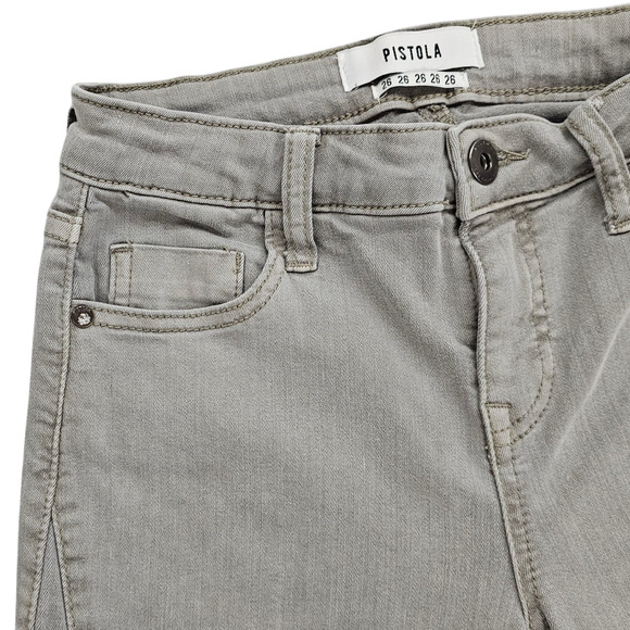 Pistola Jeans Womens Size 26 Gray Audrey Moto Skinny Stretch Light Wash - Picture 4 of 14